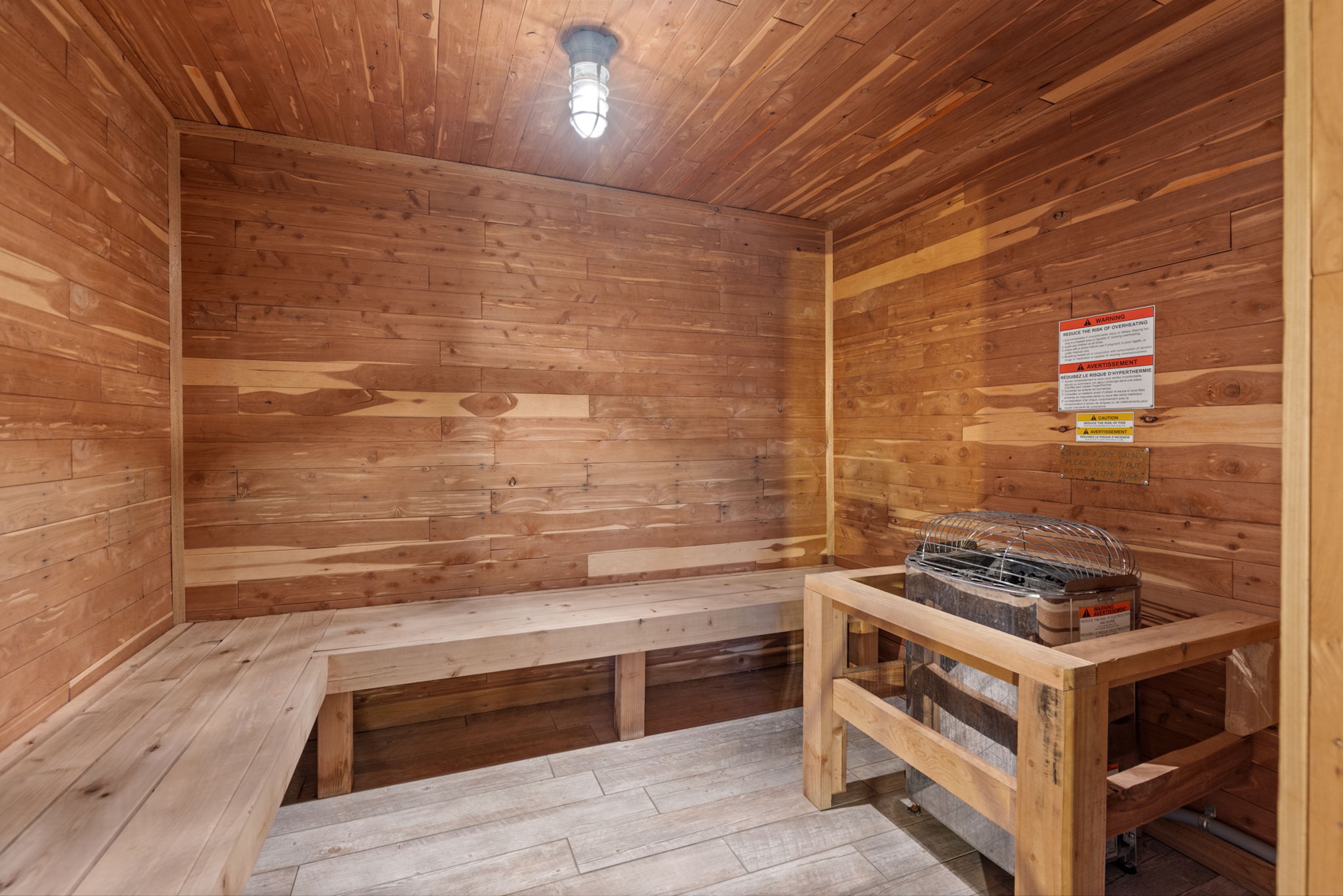 Wood-lined sauna for relaxing after a day on the mountain